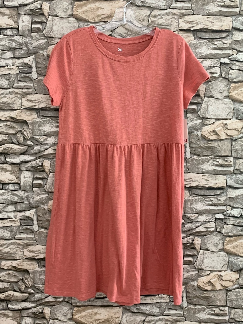 #06 New SO Ceramic Rose Empire Tee Lightweight Peach Cotton Dress Sundress Large